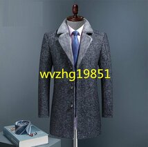 新品*メンズ ビジネスコート 新品ロングコート 厚手 ウール テーラードジャケット 裏ボア 高級 セレブ　WOOL 紳士スーツ M~4XL_画像3