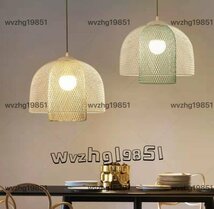 創造性のランプシェード おしゃれ 2層ランプシェードペンダントランプ 鉄のシャンデリアの照明 ランタンペンダント 照明器具仕上げ 白+緑_画像3