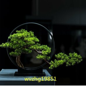 PYD2121★人工盆栽 プラスチック シミュョン植物鉢植え 人工観葉植物レーイクグリーン 鉢付きシ 造花 偽物 松盆栽 フェ