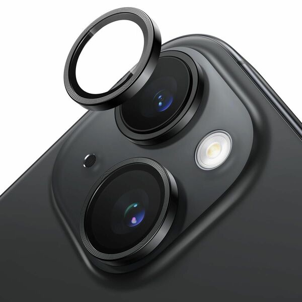 iPhone 15 用 カメラフィルム iPhone15 Plus 用カメラフィルム 強化ガラス 全面保護 耐衝撃 黒縁取り