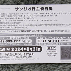 サンリオ 株主優待券 3枚 お買い物券1000円 2024年8月末迄の画像2