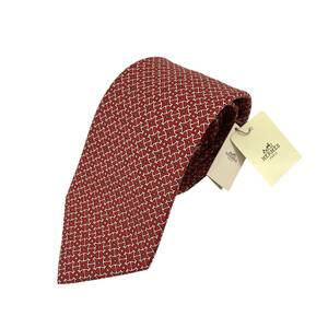 1 jpy start unused japon tag equipped Hermes necktie silk red group HERMES 04 5567 MA gentleman suit office men's 