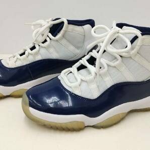 1円～【美品】NIKE AIR JORDAN 11 RETRO ナイキ エアジョーダン 11 レトロ 378037-123 26.5cm ホワイト×ネイビー 化粧箱付き【保管品】100の画像6