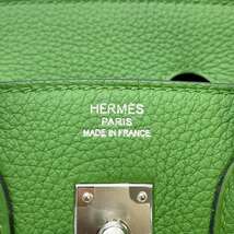 エルメス バーキン25 ヴェールユッカ/シルバー金具 トゴ B刻印 HERMES Birkin ハンドバッグ_画像7