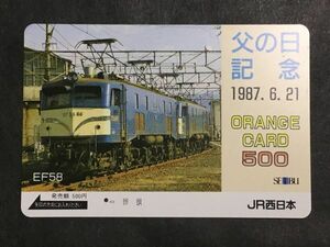 使用済み＊オレンジカード 父の日記念 1987.6.21 JR西日本＊鉄道 資料