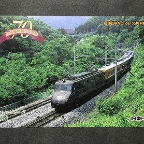 使用済み＊オレンジカード 上越線開業70周年 諏訪峡を走るEF55奧利根号 JR東日本＊鉄道 資料の画像1