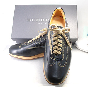  Burberry car f leather shoes / leather sneakers shoes black 25.0cm/3E black BU 1340[ unused goods / long-term keeping goods ](9116)