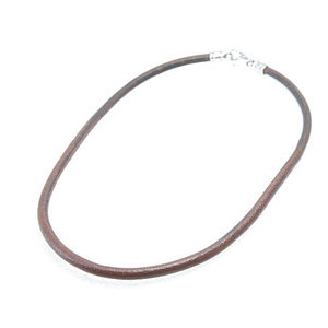  BVLGARY BVLGARI Brown leather choker necklace silver metal fittings rare 50.5cm degree (14734)