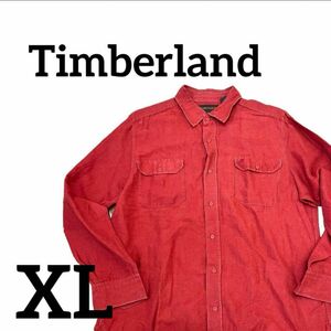 Timberland ティンバーランド　リネンシャツ　オレンジ　XL ボタン 長袖 古着