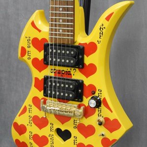 ☆ Burny バーニー YH-JR. Yellow Heart Junior X JAPAN hide Signature Model アンプ内蔵 エレキギター ケース付き ☆ジャンク☆の画像1