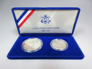 ☆B66 美品 【UNITED STATES LIBERTY COINS】 自由の女神 記念コイン 1986年 共箱・栞付 記念銀貨 銀貨 プルーフ コイン アメリカ