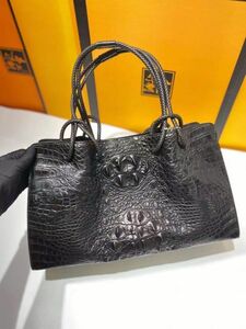 [ очень популярный ] большая вместимость крокодил ручная сумочка подлинный товар гарантия wani кожа сумка женский сумка натуральная кожа новый товар не использовался черный 