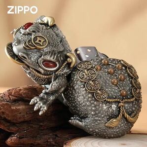 1円 定価11.9万 金蟾 招財進宝 Zippo 真鍮製 ライター ジッポー 立体感 重量感 オイルライター 新品 煙グッズ の画像7