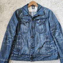 G-STAR RAW【Gジャン ヴィンテージ加工 ストレッチ 洗える 希少サイズ L】ジースターロウ デニムジャケット アウター インディゴブルー _画像3