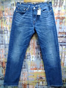 送料込★LEVI'S PREMIUM505/ソフトストレッチデニム 細身テーパードストレート/30表示~w実寸78/中ンディゴ縦落ち/5ポケ/牛革パッチ/赤タブE