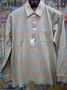  including carriage *Golden Bear( Jack nikla light ) polo-shirt with long sleeves /L size / pastel pink & green Mix * left .poke. Logo embroidery / collar .×4./ sleeve rib 