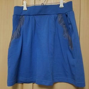 Ne-net 2サイズ ネネット 膝丈 裏起毛 スウェット ミニスカート グレーブルー 送料無料