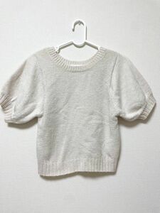 【美品】GRLグレイル、サマーニット半袖トップス白