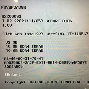 FUJITSU FMV LIFEBOOK Core i7-1195G7 メモリ32GB SSD1TB OS：win11 中古品※動作問題なしの画像2