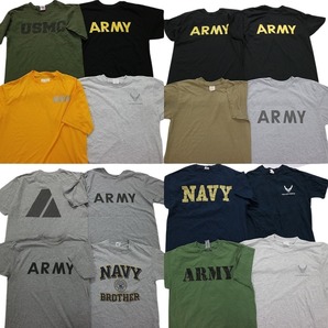 古着卸 まとめ売り ミリタリー 半袖Tシャツ 16枚セット (メンズ M ) プリント ARMY ブラック グレー カラー系 MS0574 1円スタートの画像1