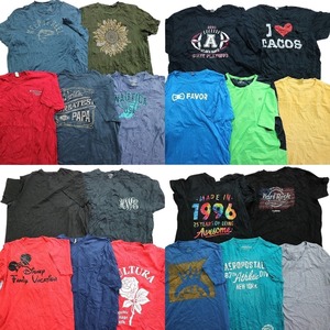 古着卸 まとめ カラーmix プリント 半袖Tシャツ 20枚 (メンズ XL ) 英字ロゴ ワンポイント ノーティカ ディズニー ハードロック MS2787
