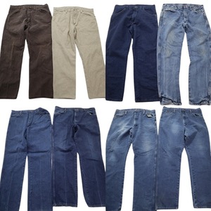 古着卸 まとめ Wrangler ラングラー デニム パンツ 8枚(メンズ 38 /40 ) インディゴ ブルーデニム 濃紺 ブラウン MS2327 1円スタート