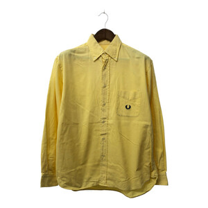 90年代 イタリア製 FRED PERRY フレッドペリー 長袖シャツ ワンポイントロゴ イエロー (メンズ XL) 中古 古着 Q3143