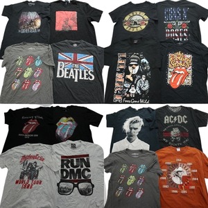 古着卸 まとめ売り 音楽・バンド 半袖Tシャツ 16枚セット (メンズ L ) ROLLINGSTONES BEATLES RUNDMC MS4540