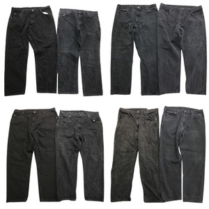 古着卸 まとめ売り Wrangler ラングラー パンツ 8枚セット (メンズ 38 /40 /42 ) ブラックデニム ブランドロゴ MS4710