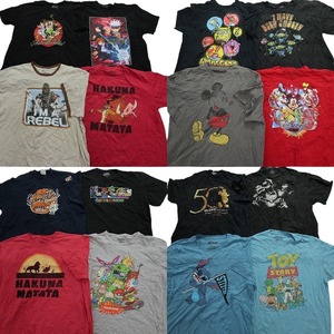 古着卸 まとめ売り キャラクター 半袖Tシャツ 16枚セット (メンズ XL /2XL ) ディズニー マリオ MS4822