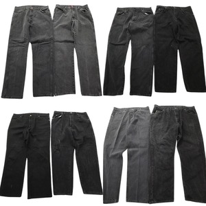 古着卸 まとめ売り Wrangler ラングラー デニム パンツ 8枚セット (メンズ 38 /44 ) ブラックデニム ブランドロゴ MS4764