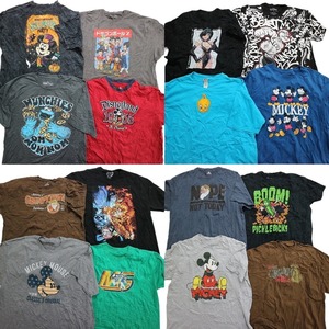 古着卸 まとめ売り キャラクター 半袖Tシャツ 16枚セット (メンズ 2XL /3XL ) ディズニー ドラゴンボール 鬼滅の刃 MS5239