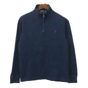 Polo by Ralph Lauren ポロ ラルフローレン ハーフジップ スウェット アメカジ ネイビー (メンズ M) 中古 古着 Q3694