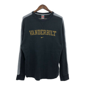 2000年代〜 NIKE ナイキ VANDERBILT サーマル 長袖Ｔシャツ プリントロゴ アームライン ブラック (メンズ XL) 中古 古着 Q3707