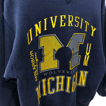 90年代 USA製 Hanes ヘインズ MICHIGAN ミシガン大学 スウェット アメカジ カレッジ ネイビー (メンズ L) 中古 古着 Q3941_画像5