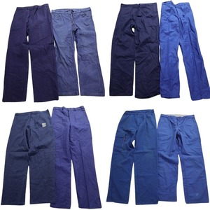  old clothes . set sale euro work pants 8 pieces set ( men's ) French blue group navy side pocket MS3147 1 jpy start 