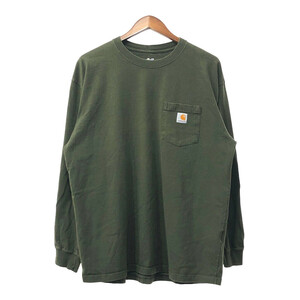 Carhartt カーハート 長袖 ポケットＴシャツ ワンポイント グリーン (メンズ XL) 中古 古着 Q4029