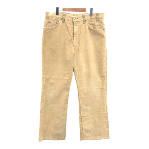 70年代 USA製 Levi's リーバイス 517-1523 ブーツカット コーデュロイパンツ アメカジ ベージュ (メンズ 34/27相当) 中古 古着 Q4418