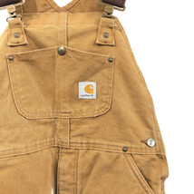 Carhartt カーハート ビブオーバーオール ダブルニー ワーク ダック地 ワンポイント ベージュ (メンズ 相当) 中古 古着 Q4522_画像3