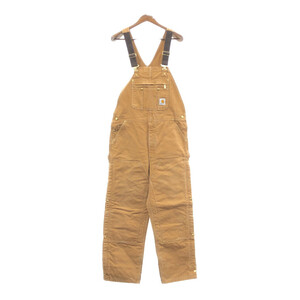 Carhartt カーハート ビブオーバーオール ダック ダブルニー ワーク 大きいサイズ ブラウン (メンズ W40 L32) 中古 古着 Q4525