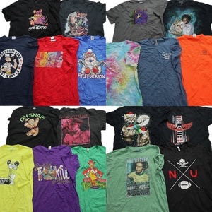 古着卸 まとめ売り カラーmix プリント 半袖Tシャツ 19枚セット (メンズ XL ) キャラクター アニメ アメコミ タイダイ MS6472