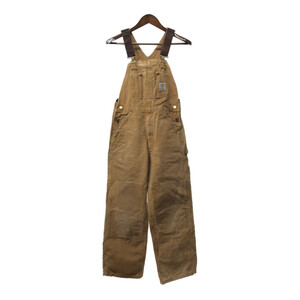 Carhartt カーハート ダブルニー ビブオーバーオール ダック地 ワーク ブラウン (メンズ 32/28相当) 中古 古着 Q4686