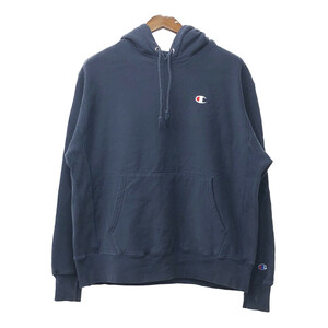 Champion チャンピオン REVERSE WEAVE リバースウィーブ スウェット パーカー ワンポイント ネイビー (メンズ 2XL) 中古 古着 Q4913