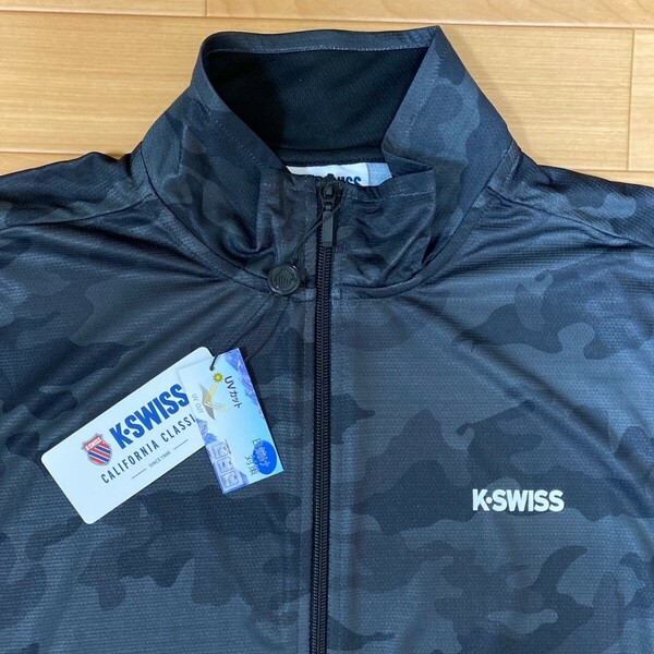 L ケースイスK-SWISS 新品 UVジャケット 上着 長袖 日除け服 黒 UVカット 日焼け対策 メンズ 紳士 アウトドア スポーツ ゴルフウェア golf