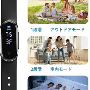 蚊除けリング デジタル時計 超音波 ３階段調整可 USB給電式 腕時計/温度計 無毒 子供/大人適用 日本語取扱説明書 黒の画像6