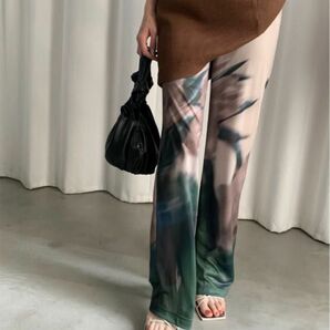 【 AMERI】SHEER FLOWERBASE PRINT PANTS