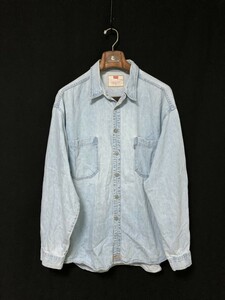 90s 香港製　ヴィンテージ◆LEVIS リーバイス デニムシャツ XL　メタルボタン　