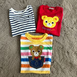 ミキハウス 3枚セット　トップス　90センチ　100センチくらい　半袖Tシャツ 長袖Tシャツ 長袖カットソー ボーダー　キッズ　ベビー服　