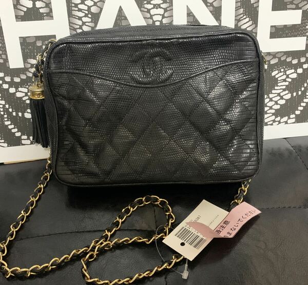 美品　正規品　CHANEL リザード　フリンジ　チェーンショルダーバック