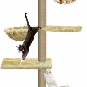 【在庫ラスト2台】キャットタワー5段 多層 据え置き猫ハウス 安定感 天然サイザル 省スペース 猫タワー 爪とぎ 猫ハウス 猫